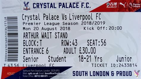 crystal palace fc tickets